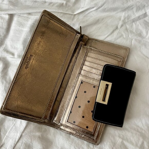 Kate Spade Black and Metallic Gold Leather Wallet/Wristlet - Picture 3 of 7